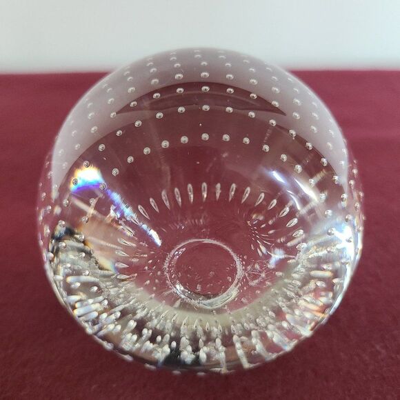 Clear Glass Paperweight Precision Controlled Bubbles in Alignment Vintage - Picture 6 of 10